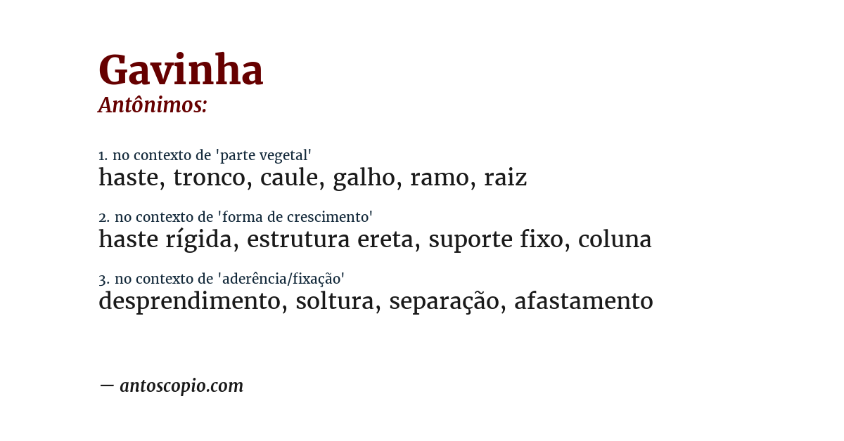 Antônimo de gavinha