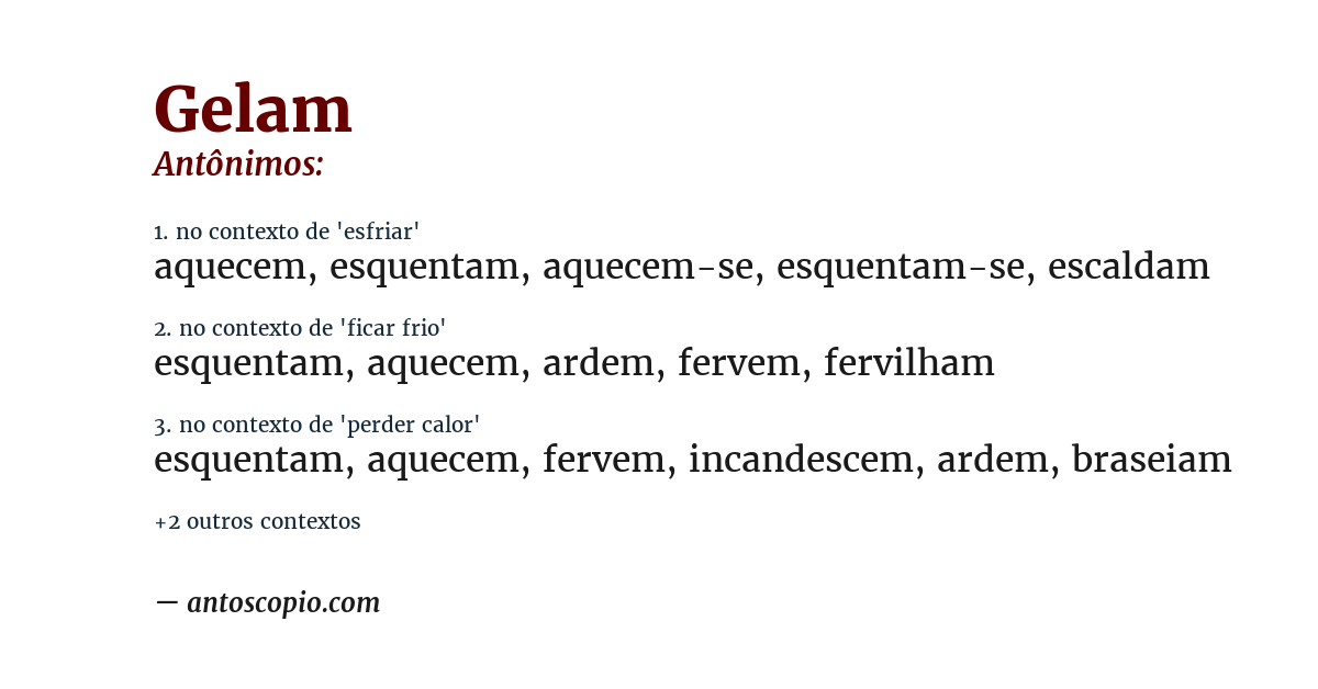 Antônimo de gelam