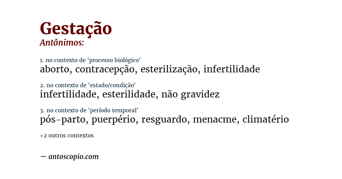 Antônimo de gestação