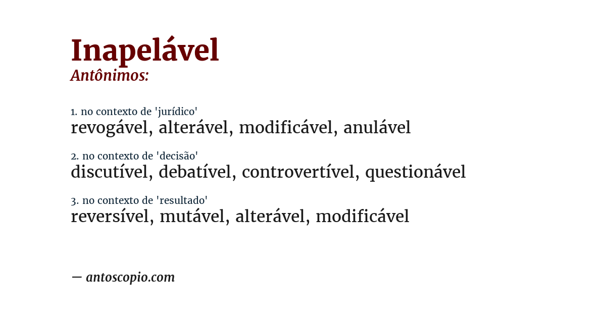 Antônimo de inapelável