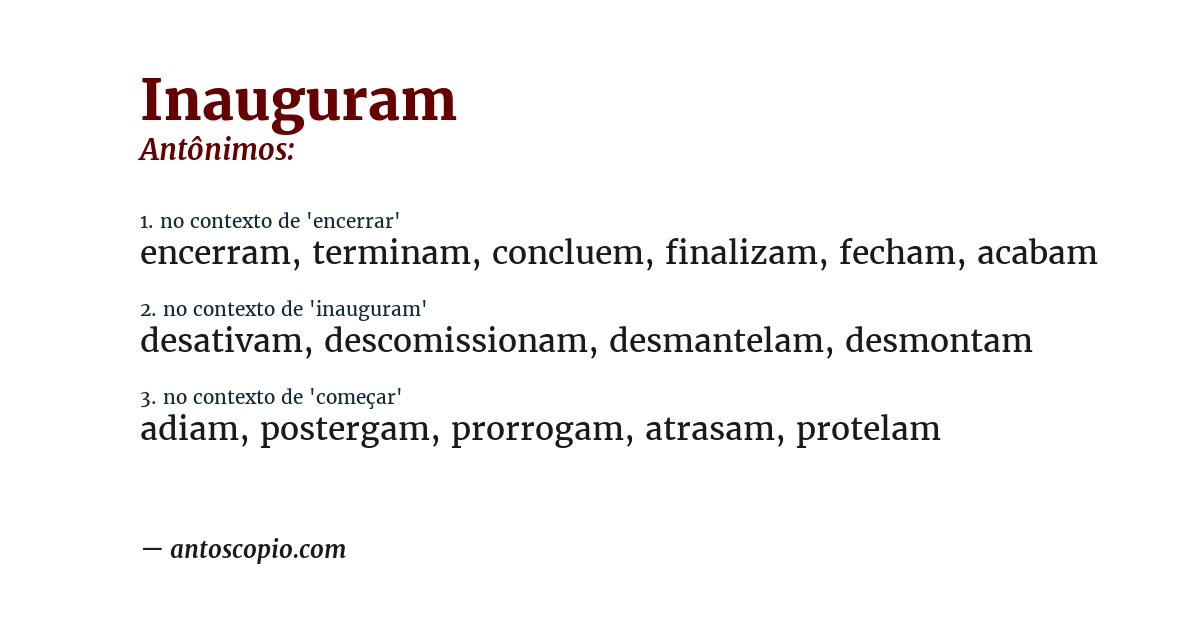 Antônimo de inauguram