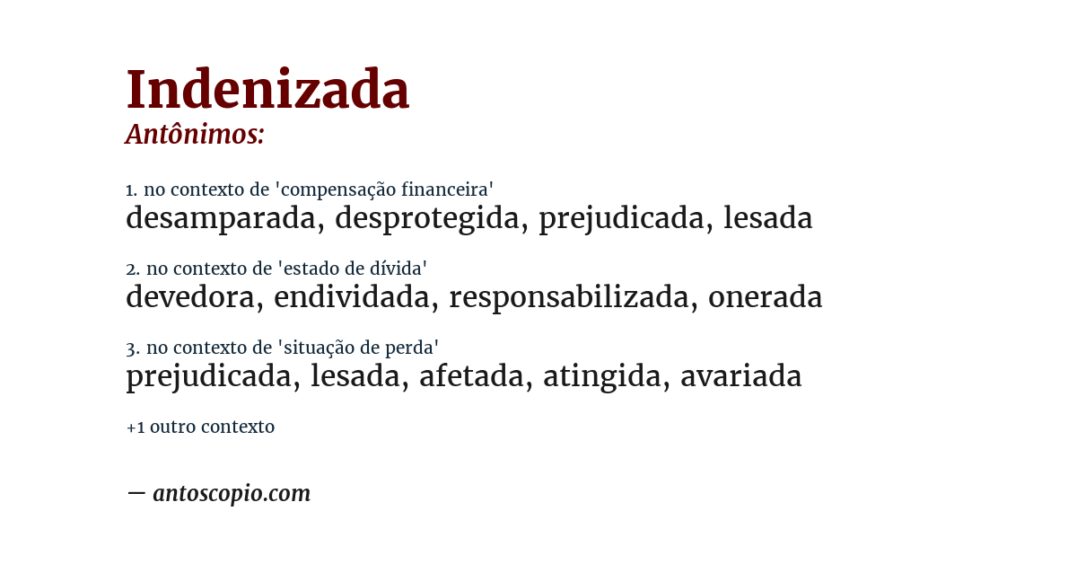 Antônimo de indenizada