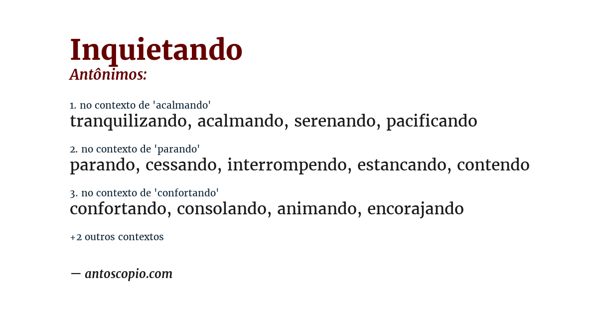 Antônimo de inquietando