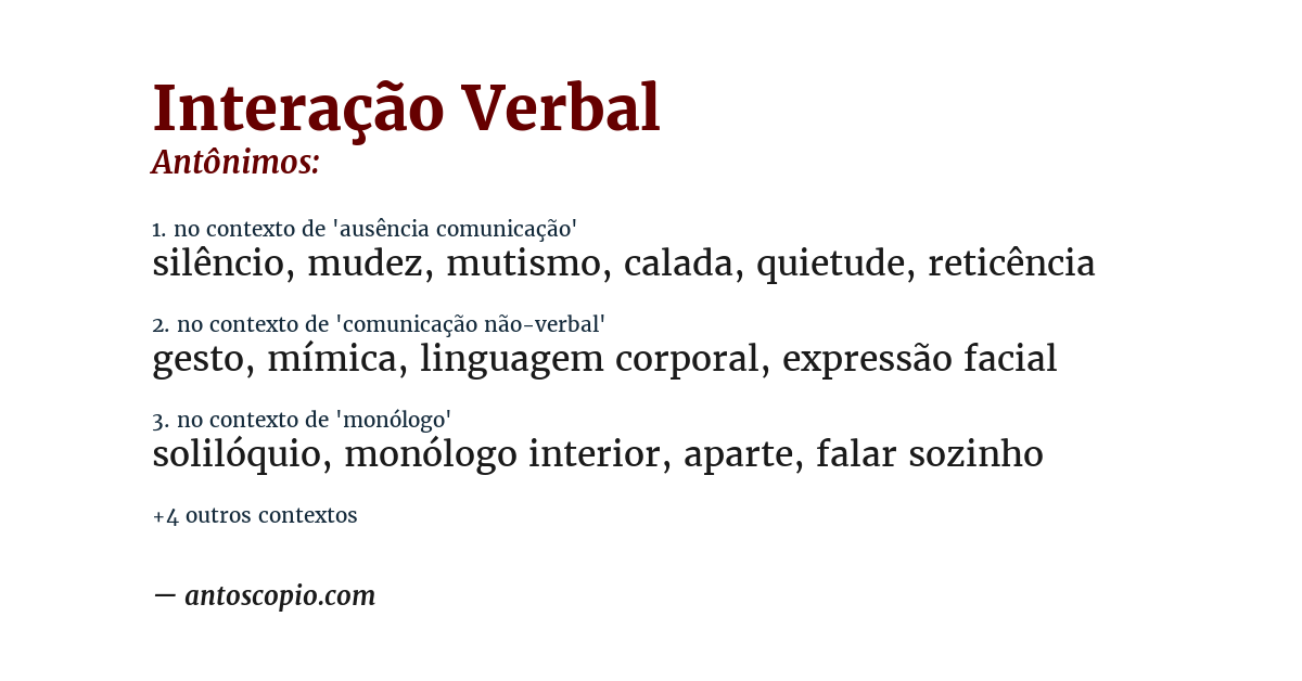 Antônimo de interação verbal