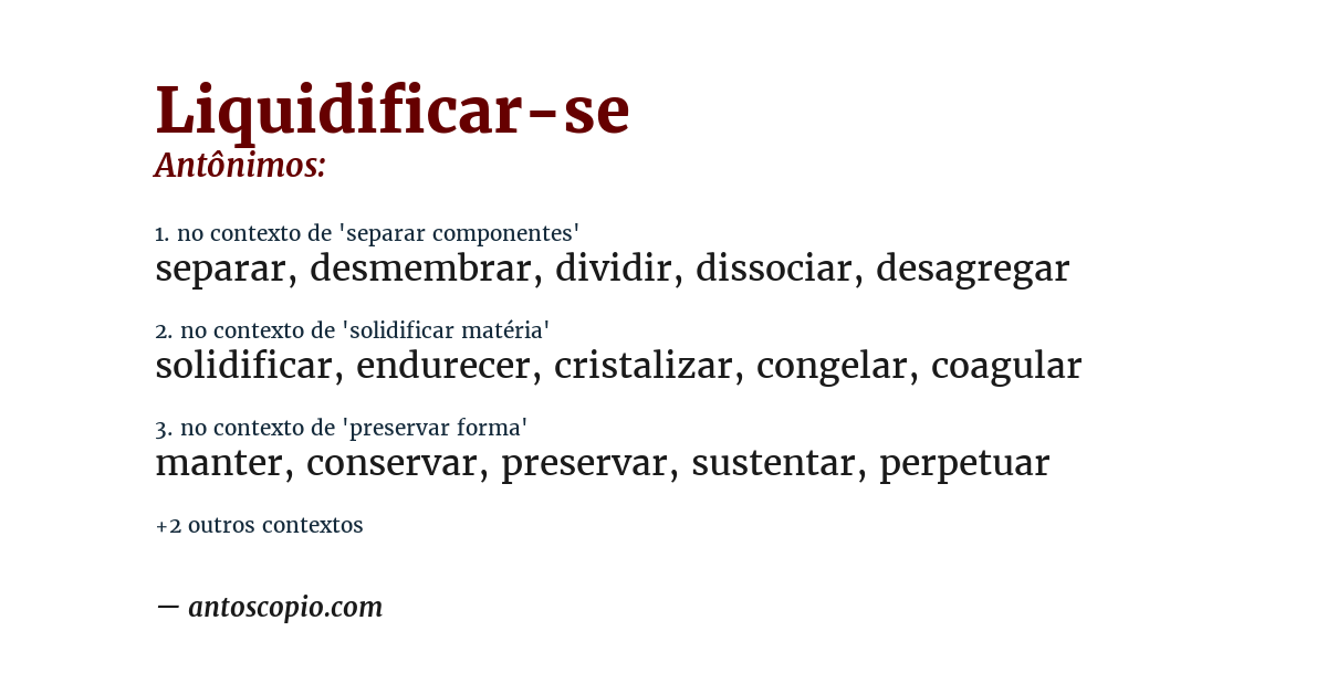 Antônimo de liquidificar-se