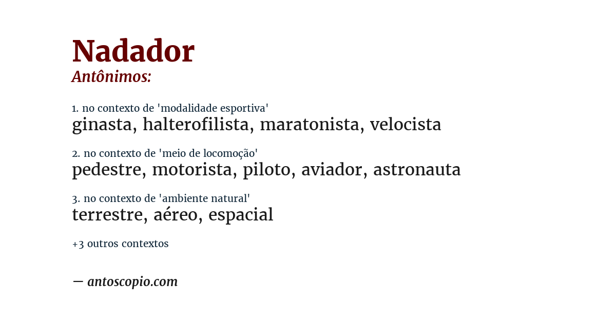 Antônimo de nadador