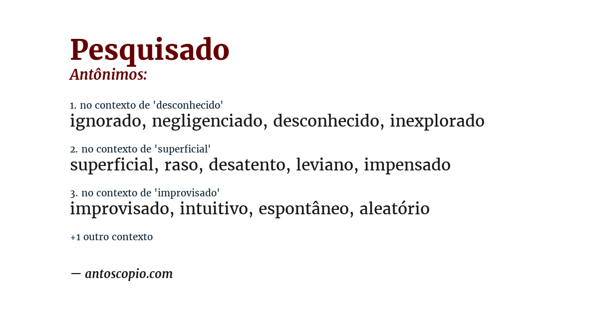 Antônimo de pesquisado