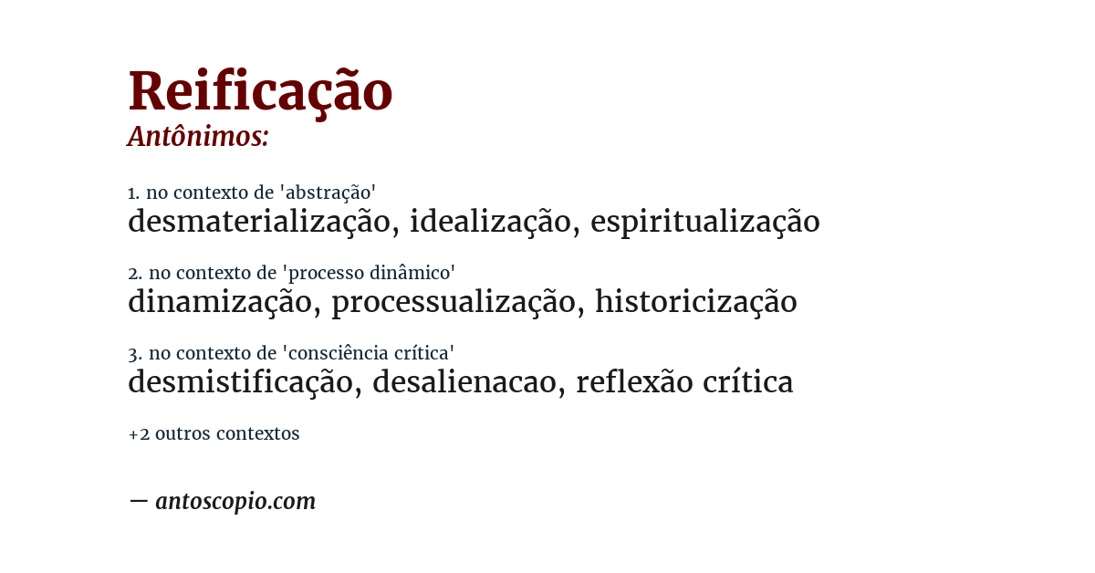 Antônimo de reificação