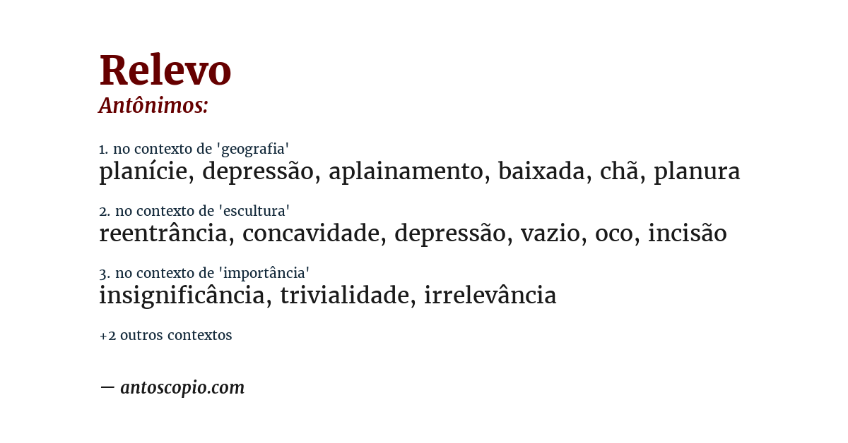 Antônimo de relevo