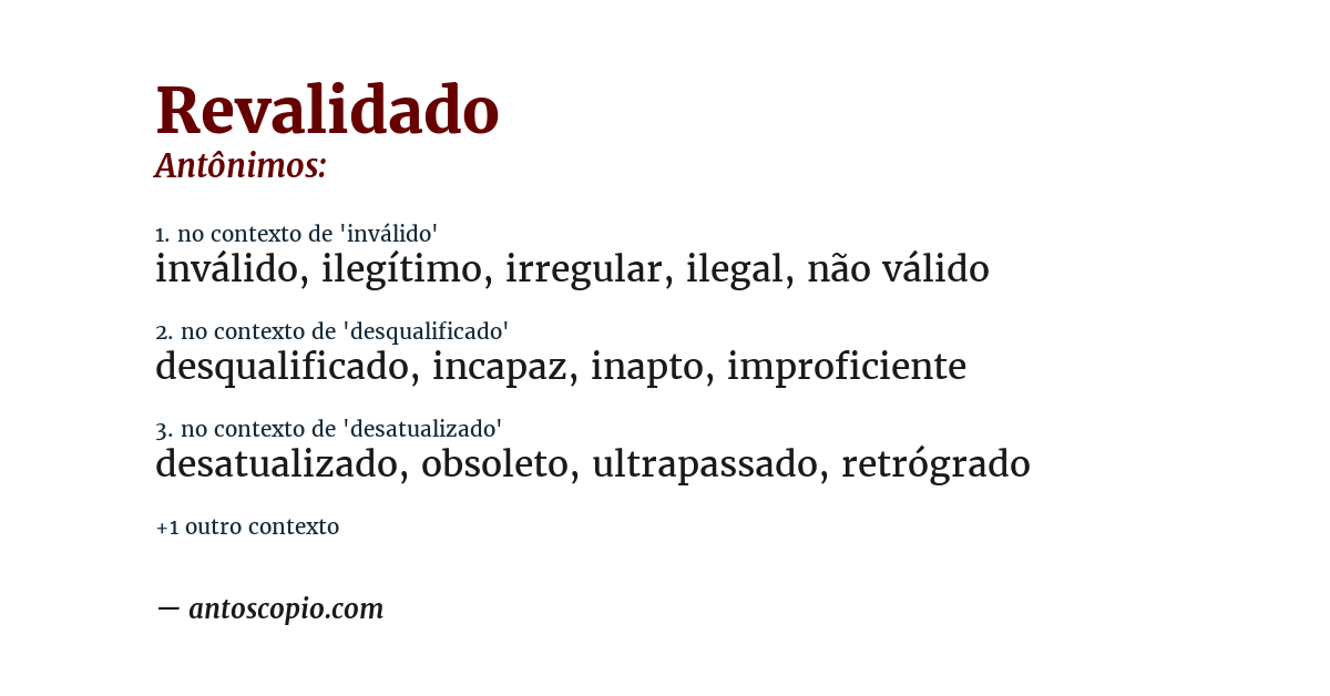 Antônimo de revalidado