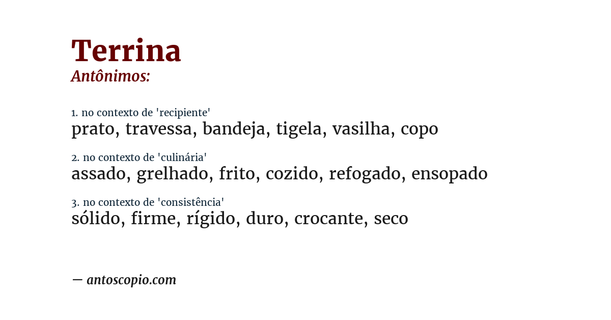 Antônimo de terrina