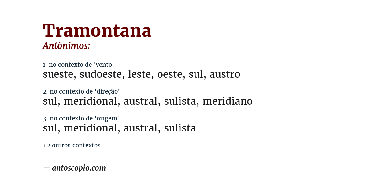 Antônimo de tramontana