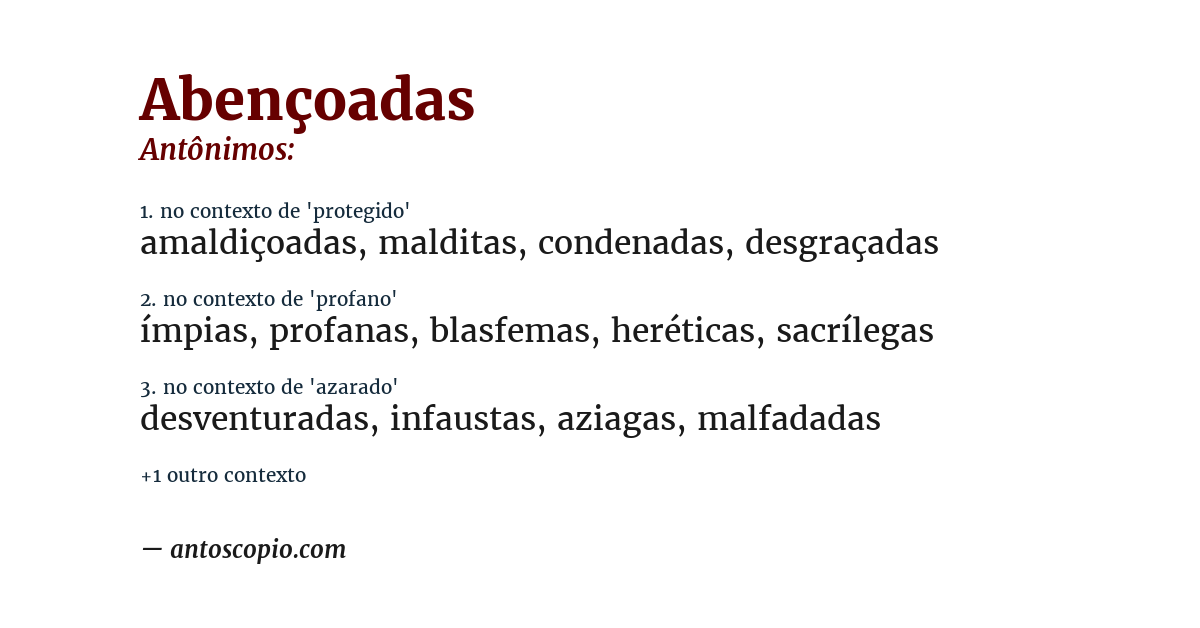 Antônimo de abençoadas