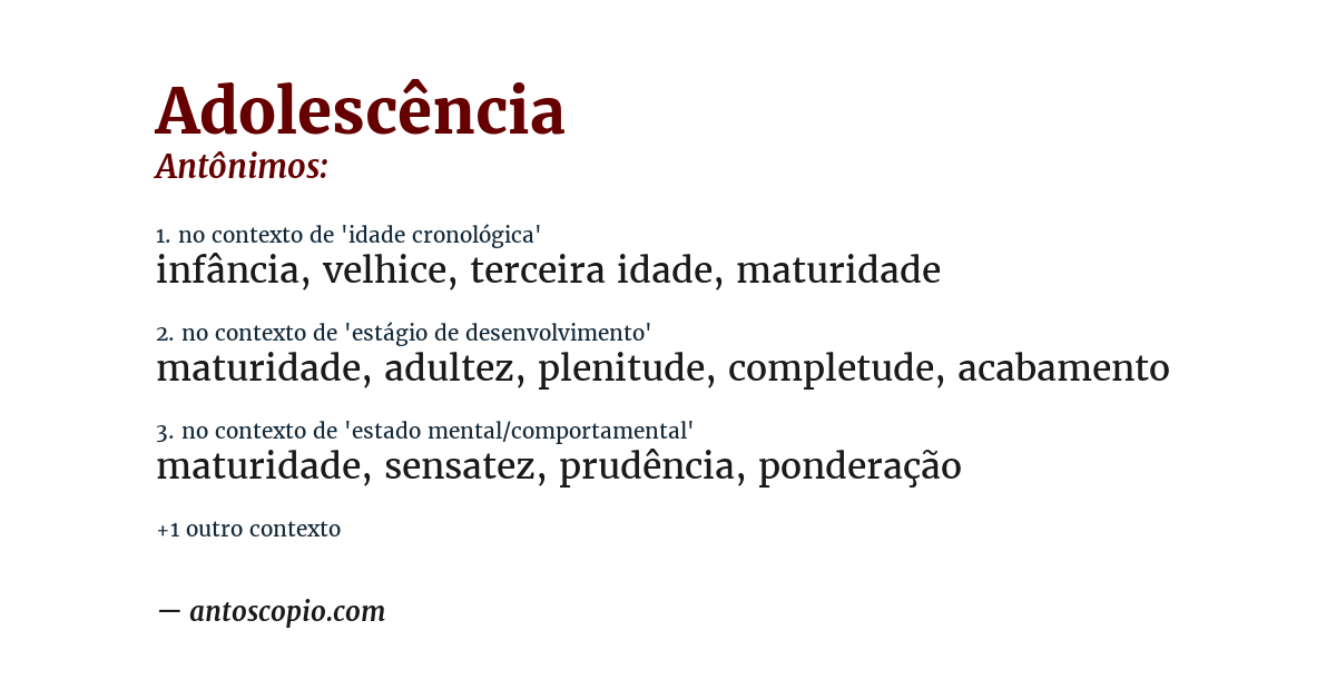 Antônimo de adolescência