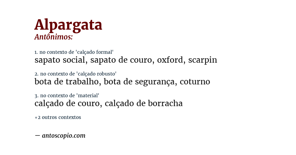 Antônimo de alpargata