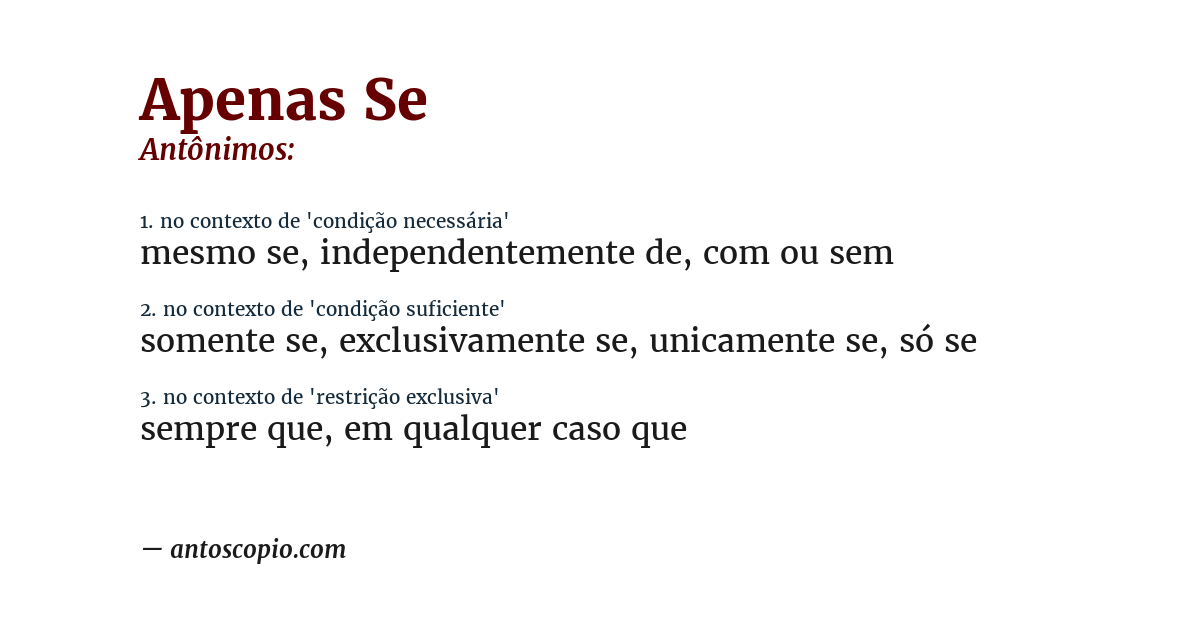 Antônimo de apenas se