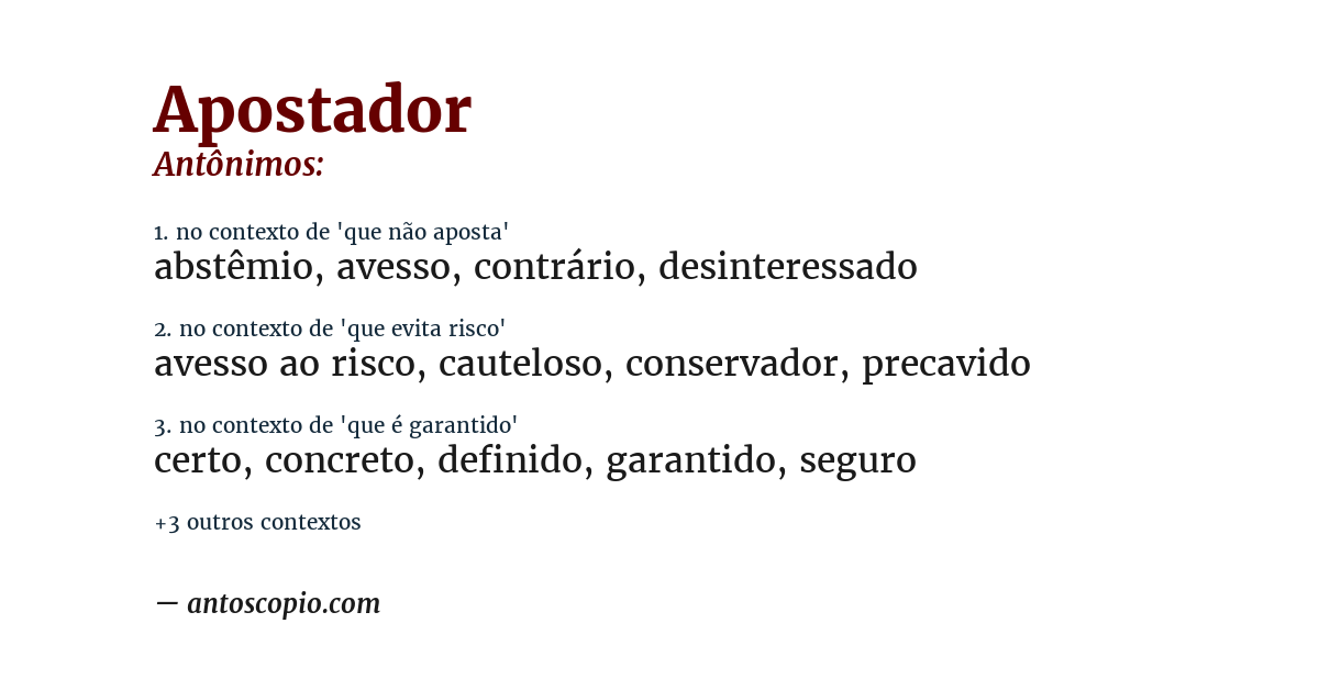 Antônimo de apostador