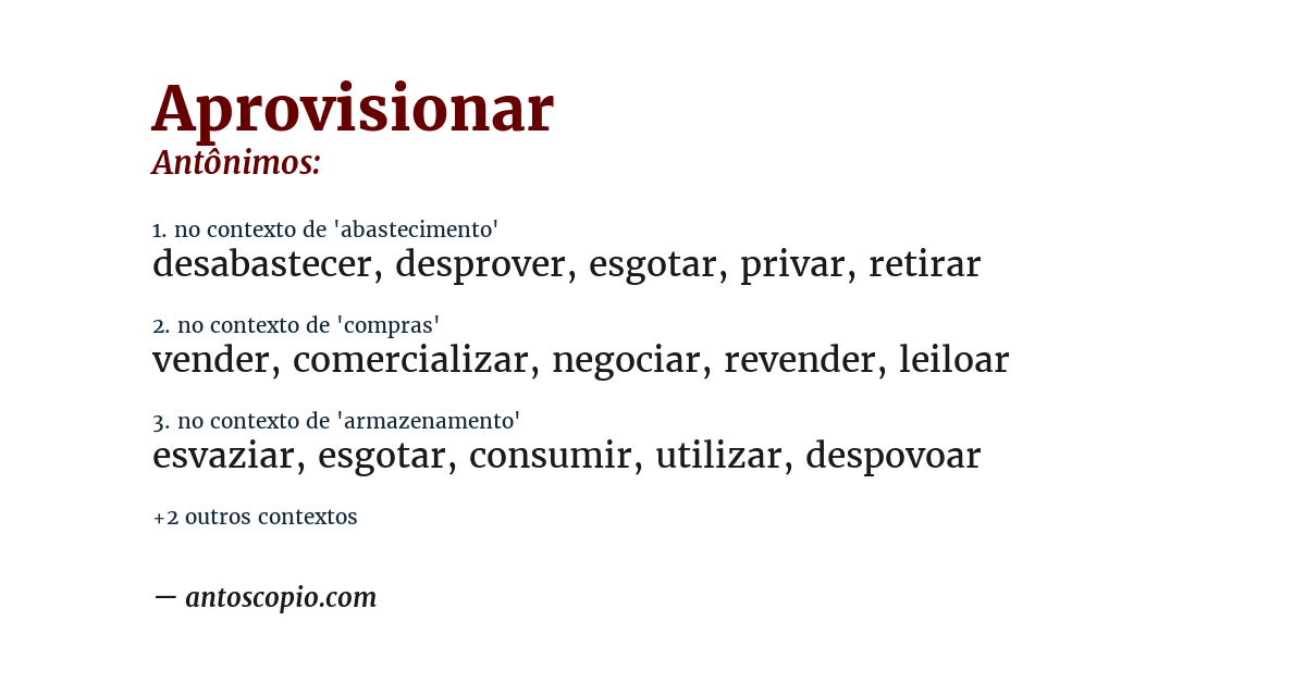Antônimo de aprovisionar