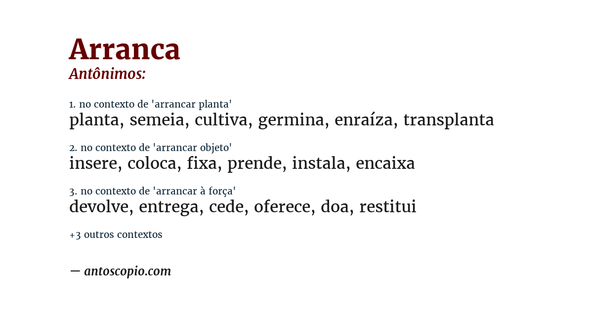 Antônimo de arranca