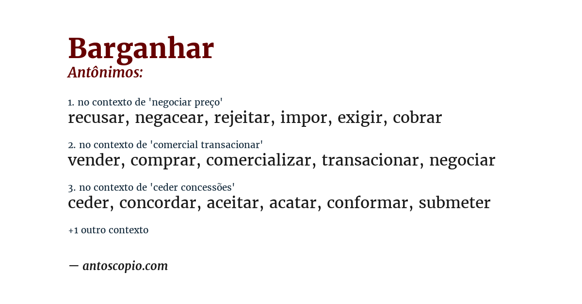 Antônimo de barganhar