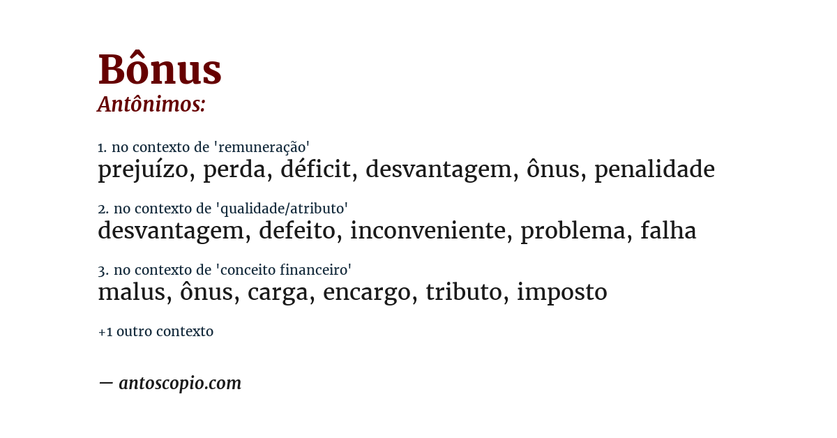Antônimo de bônus