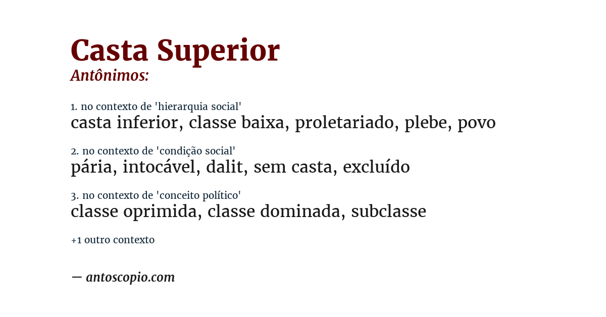 Antônimo de casta superior
