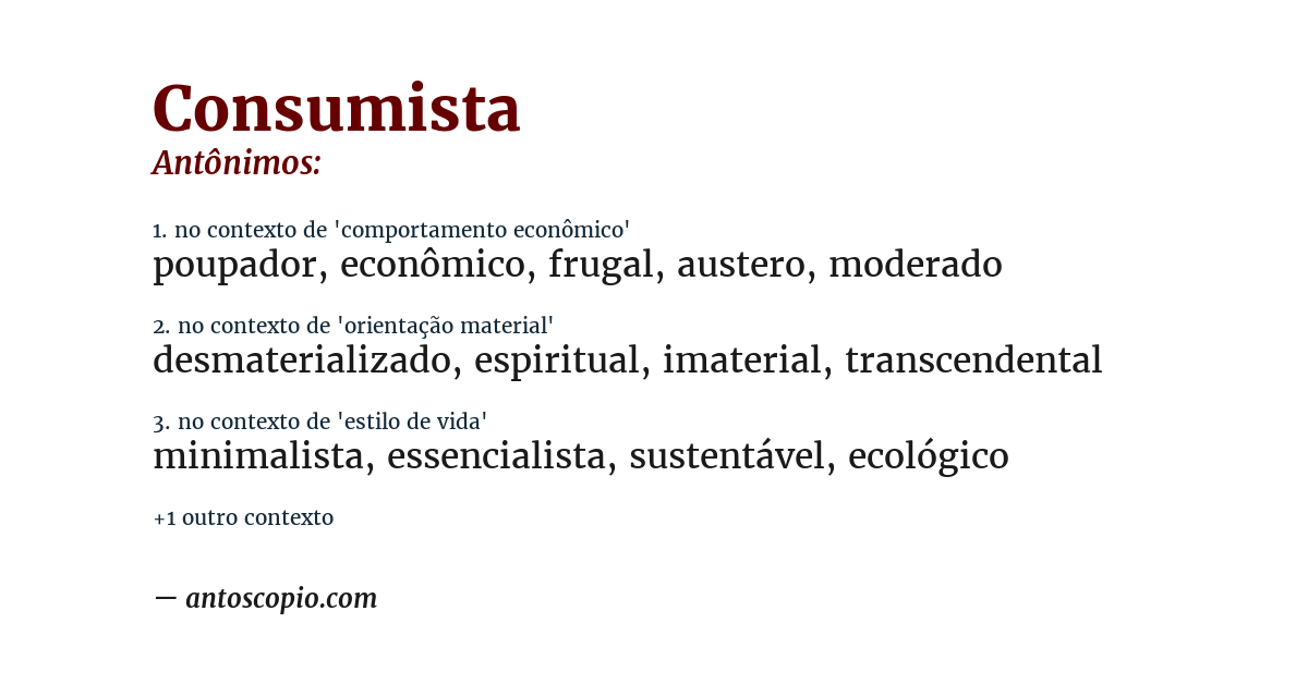 Antônimo de consumista