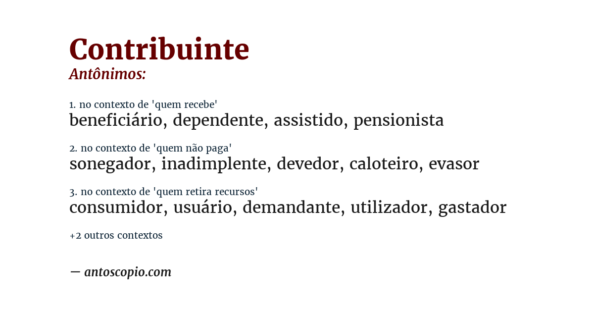 Antônimo de contribuinte