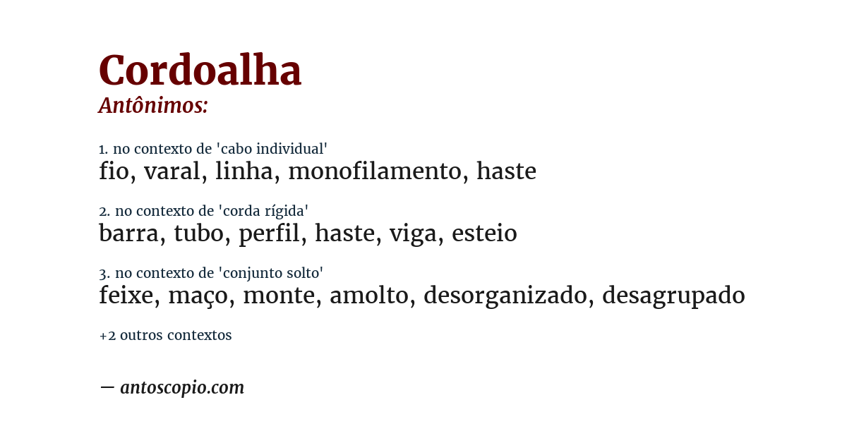 Antônimo de cordoalha