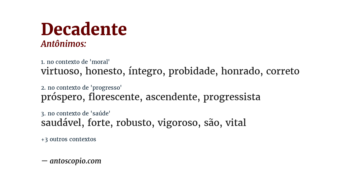 Antônimo de decadente