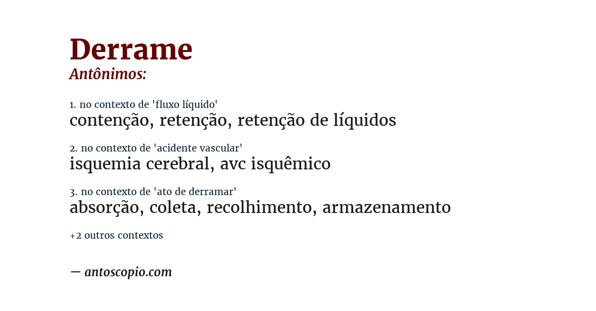 Antônimo de derrame