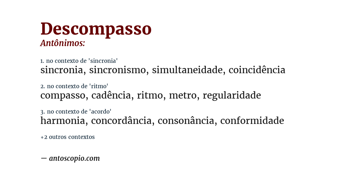 Antônimo de descompasso