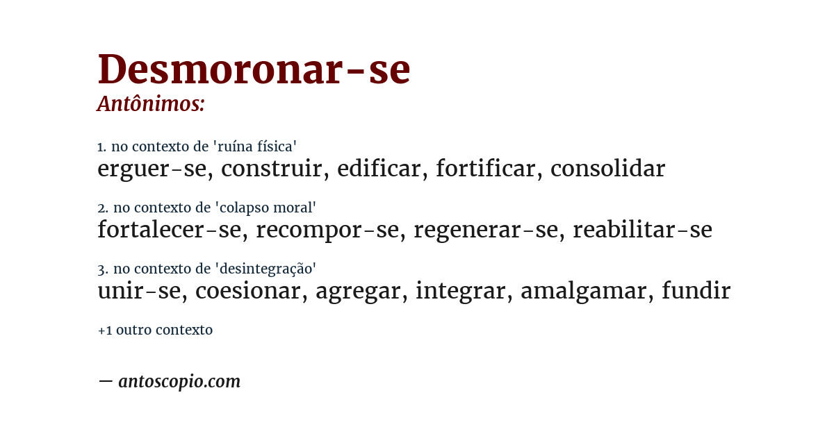 Antônimo de desmoronar-se