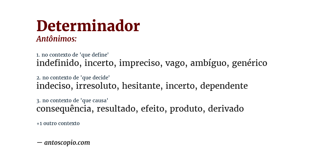 Antônimo de determinador