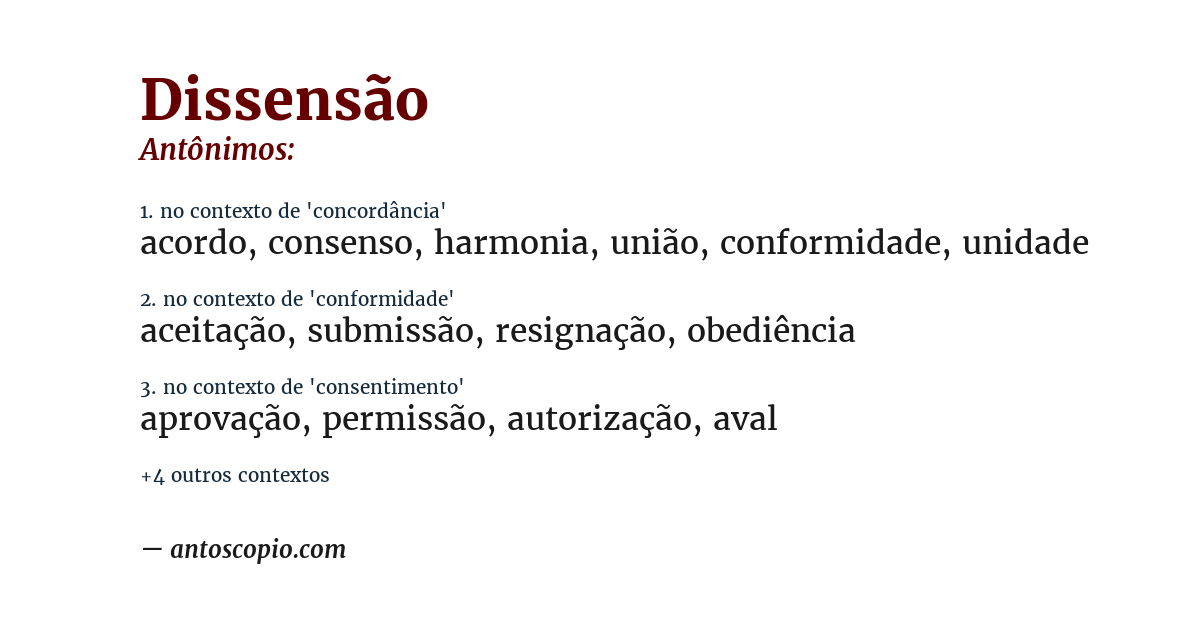 Antônimo de dissensão