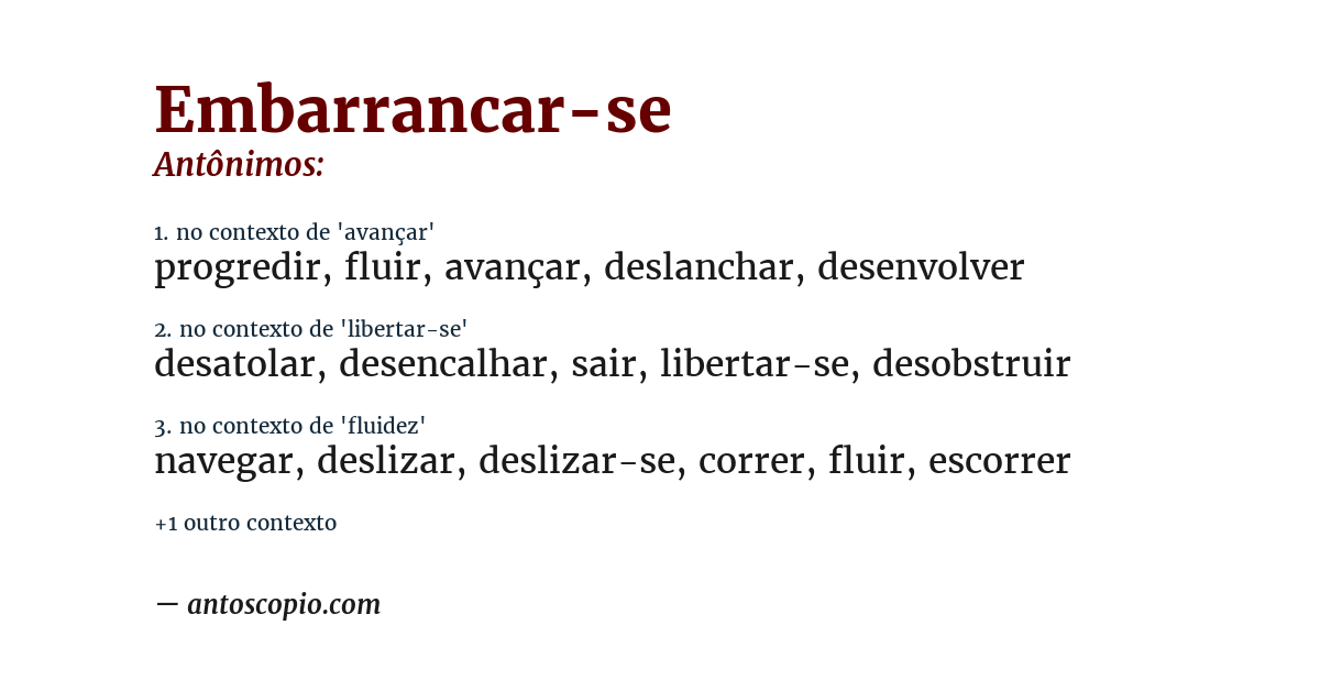Antônimo de embarrancar-se