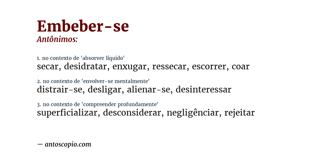 Antônimo de embeber-se