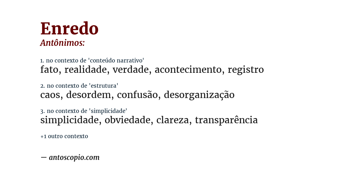 Antônimo de enredo