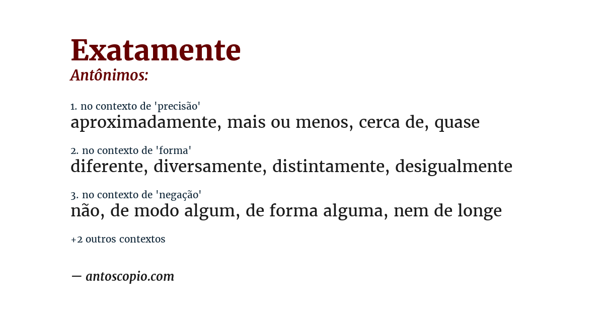 Antônimo de exatamente