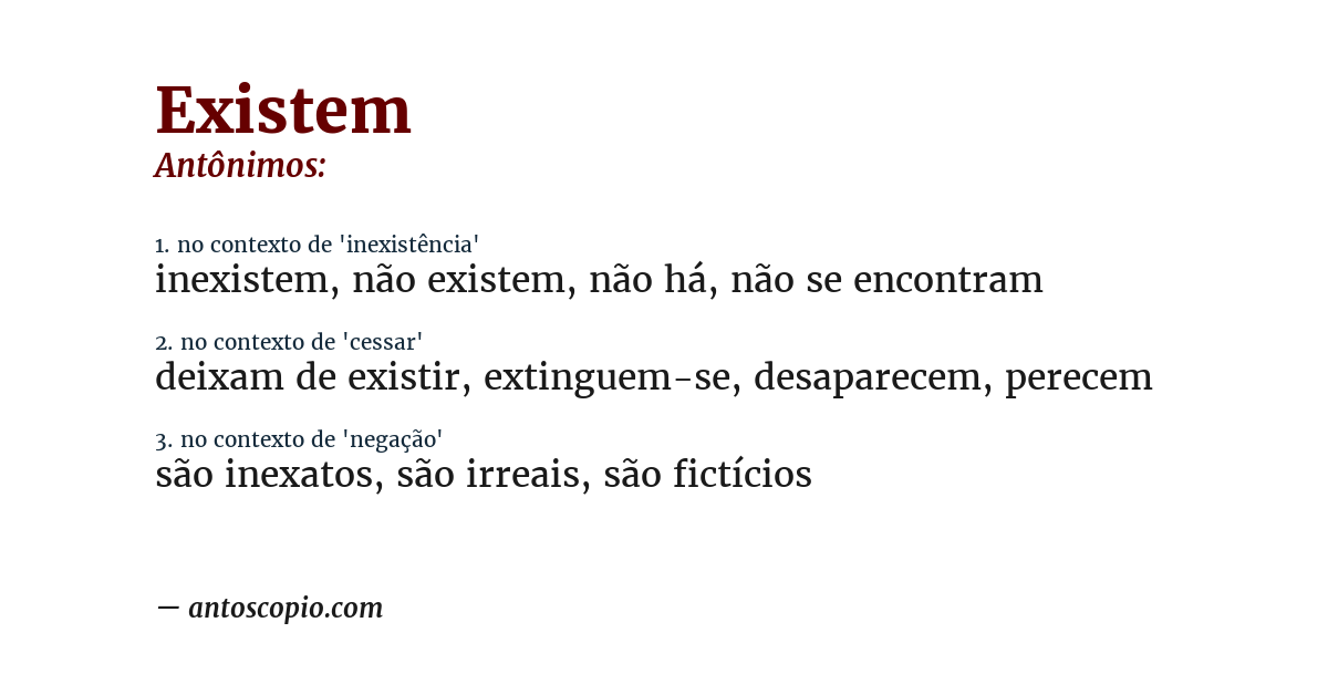 Antônimo de existem