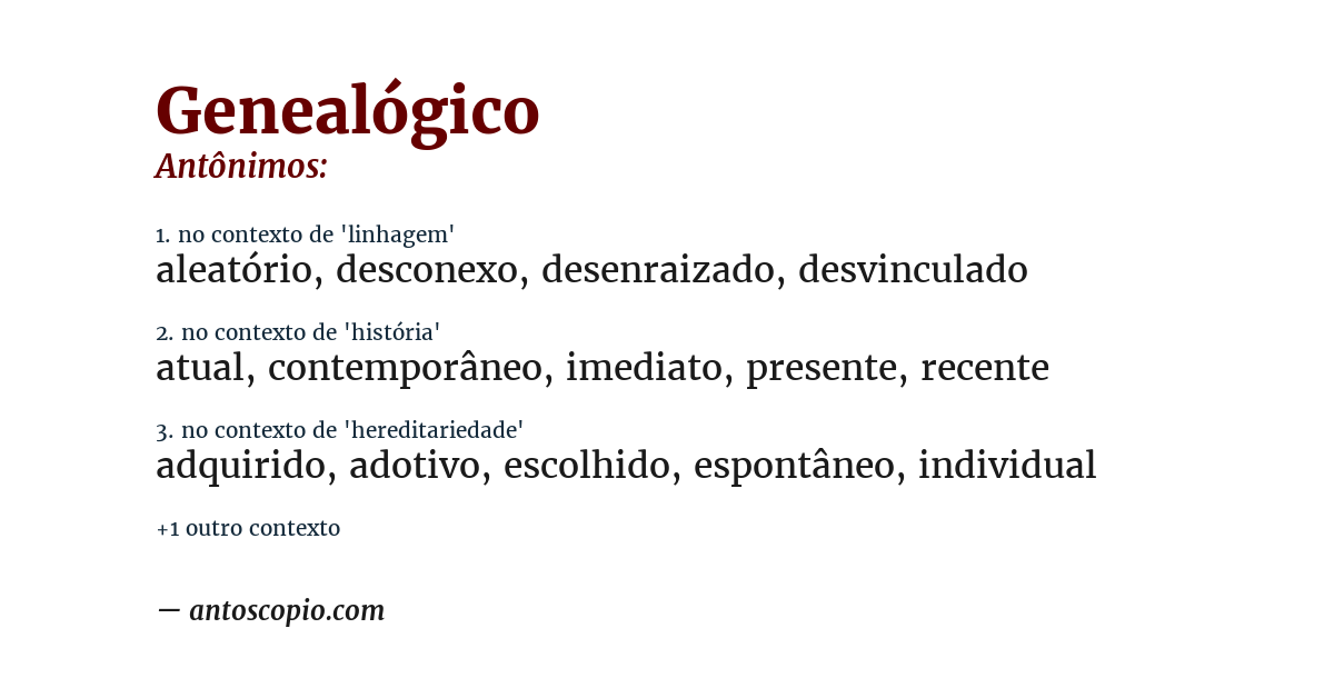 Antônimo de genealógico
