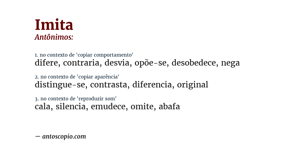 Antônimo de imita