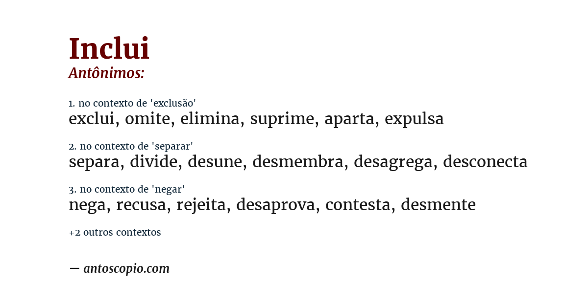 Antônimo de inclui