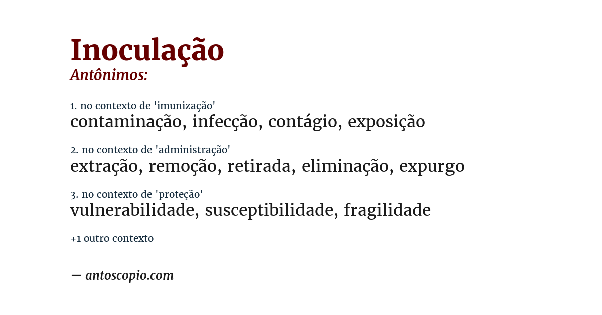 Antônimo de inoculação