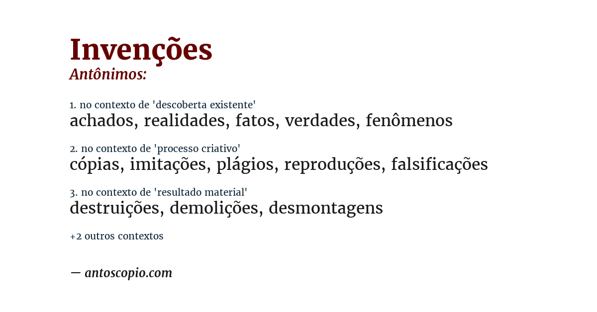 Antônimo de invenções