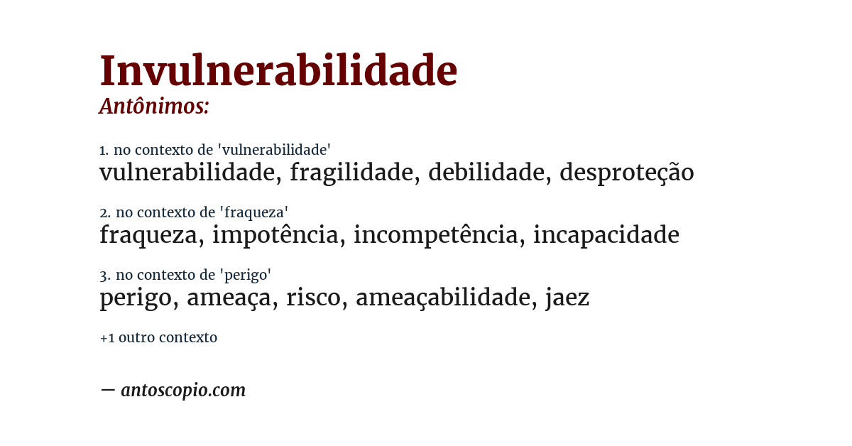 Antônimo de invulnerabilidade