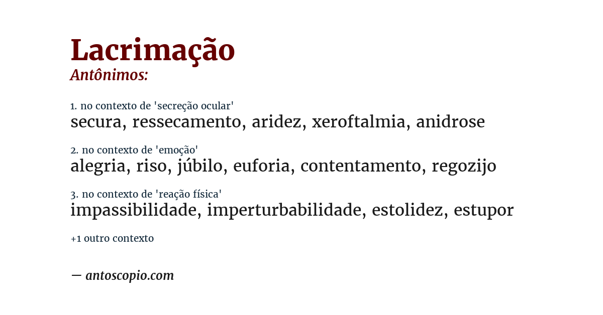 Antônimo de lacrimação