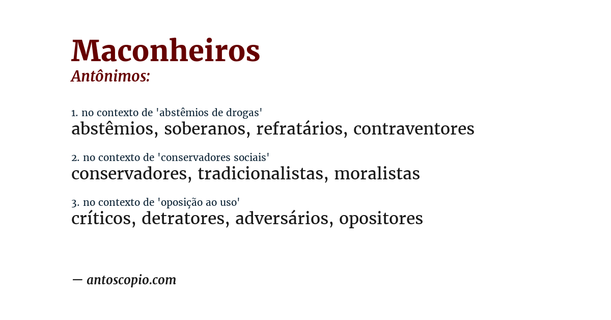 Antônimo de maconheiros