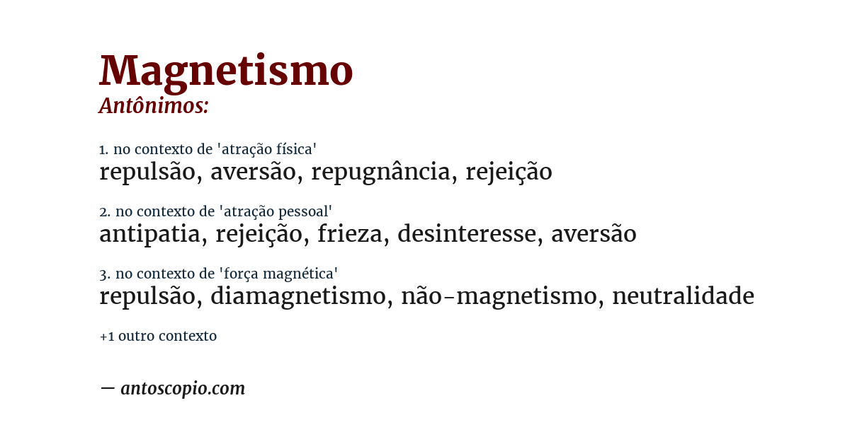 Antônimo de magnetismo