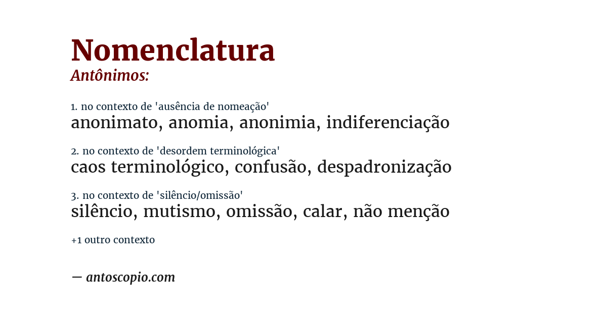 Antônimo de nomenclatura
